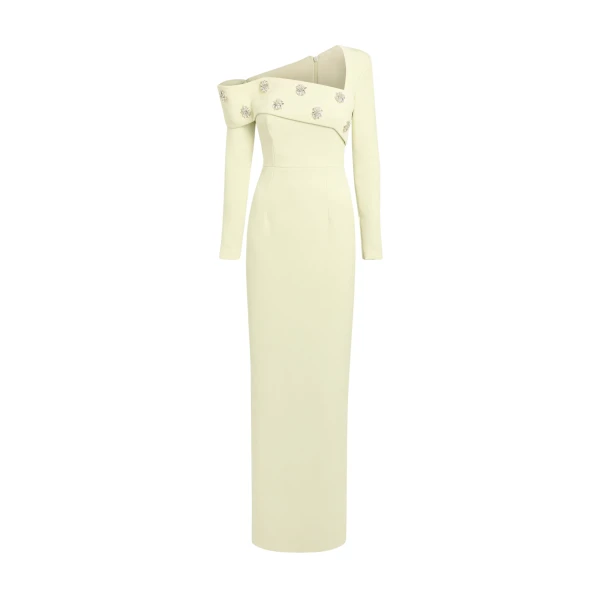 Safiyaa Yemihma Long Dress in Buttermilk with Embroidery