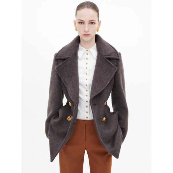 Schiaparelli Bijoux Buttons Peacoat Coat, view 5