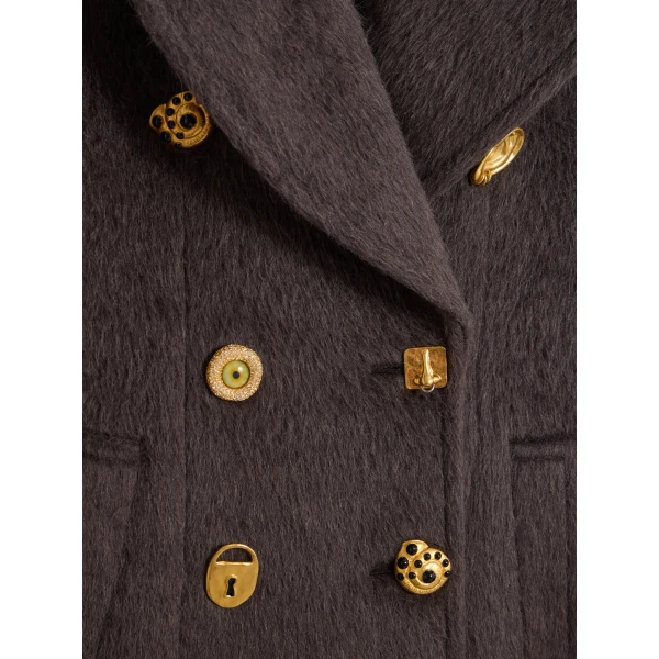 Schiaparelli Bijoux Buttons Peacoat Coat, view 6