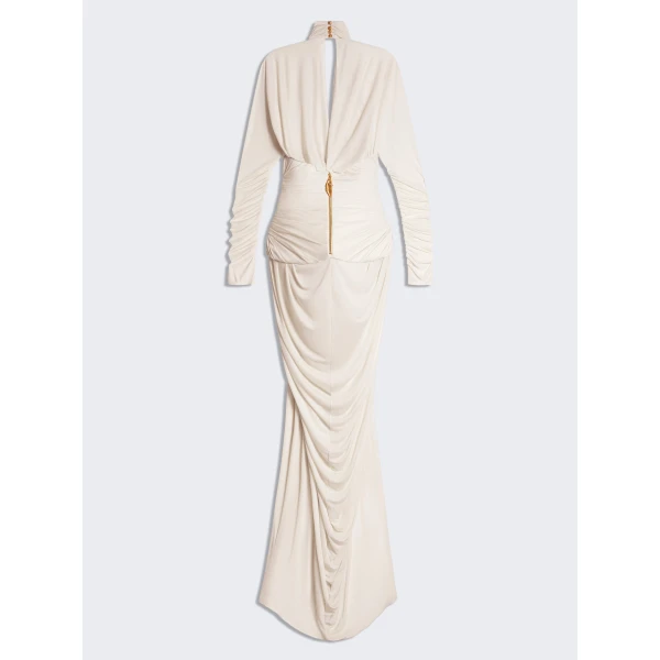Schiaparelli Draped Dress in Ecru, view 2