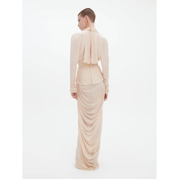 Schiaparelli Draped Dress in Ecru, view 4