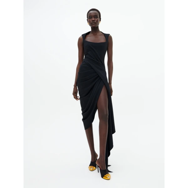 Schiaparelli Draped Dress in Noir, view 3