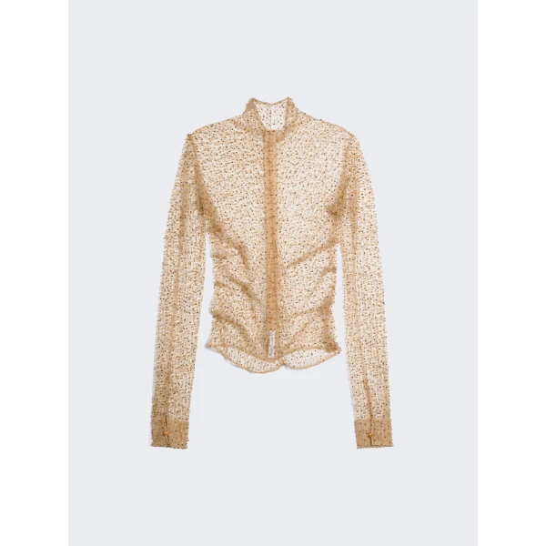 Schiaparelli Draped Shirt in Gold, view 2