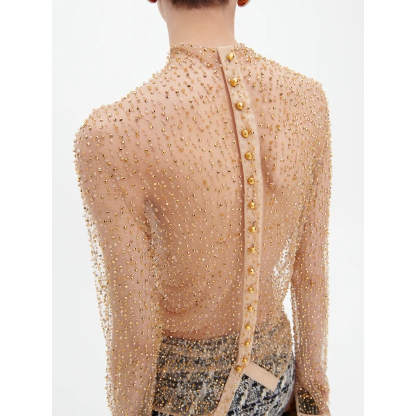 Schiaparelli Draped Shirt in Gold, view 4