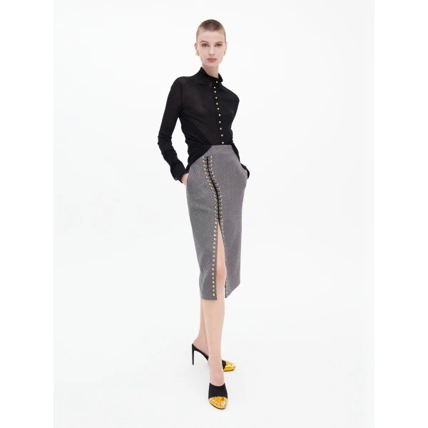 Schiaparelli Draped Shirt in Noir, view 5