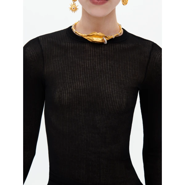 Schiaparelli Fine-Ribbed T-Shirt Knit, view 6