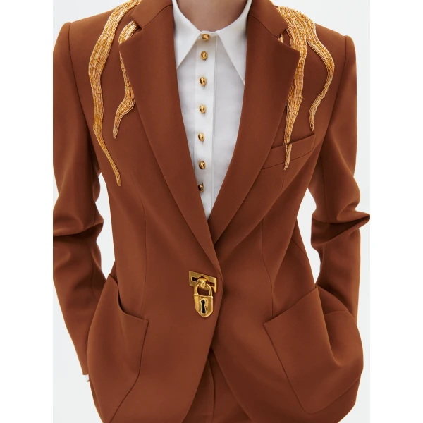 Schiaparelli Hair Embroidery Padlock Jacket, view 5
