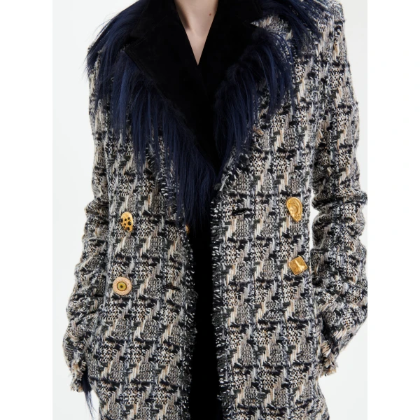 Schiaparelli Long Double-Breasted Coat in Multicouleur, view 6