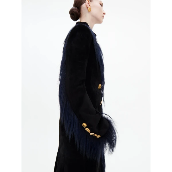 Schiaparelli Long Double-Breasted Coat in Noir, view 5
