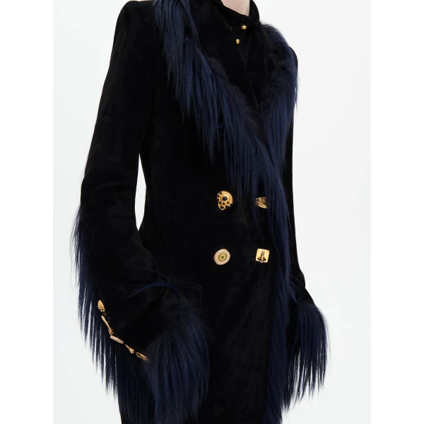 Schiaparelli Long Double-Breasted Coat in Noir, view 6
