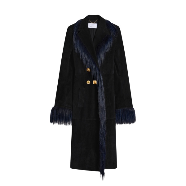 Schiaparelli Long Double-Breasted Coat in Noir