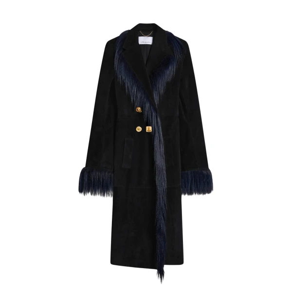 Schiaparelli Long Double-Breasted Coat in Noir