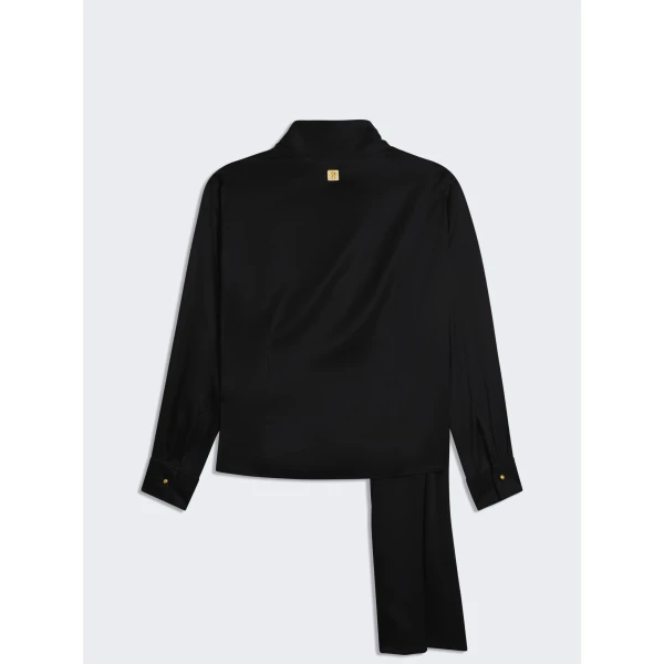 Schiaparelli Long-Sleeved Scarf Top in Noir, view 2