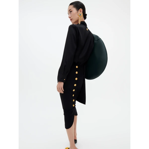 Schiaparelli Long-Sleeved Scarf Top in Noir, view 4