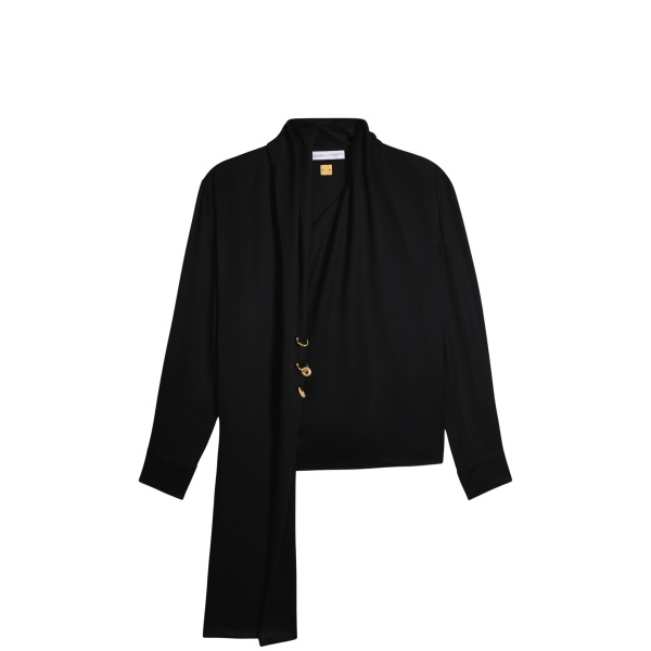 Schiaparelli Long-Sleeved Scarf Top in Noir