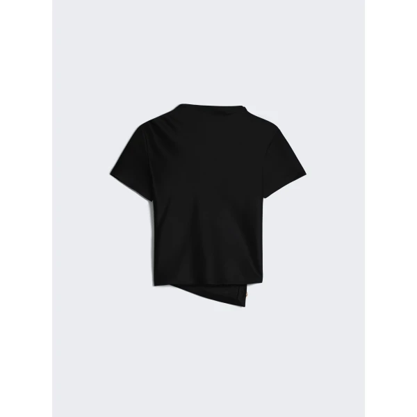 Schiaparelli Short-Sleeved Scarf Top in Noir, view 4