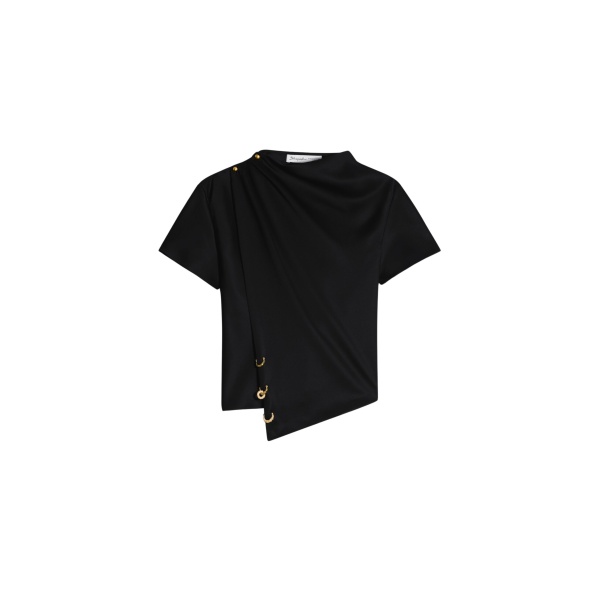 Schiaparelli Short-Sleeved Scarf Top in Noir