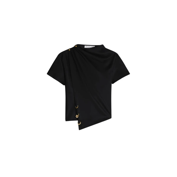 Schiaparelli Short-Sleeved Scarf Top in Noir