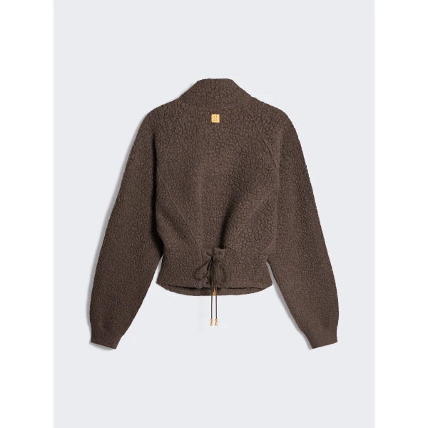 Schiaparelli Zip-Up Sweatshirt in Marron Knit, view 2
