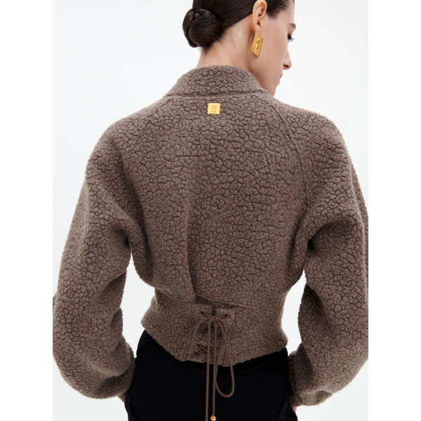 Schiaparelli Zip-Up Sweatshirt in Marron Knit, view 4