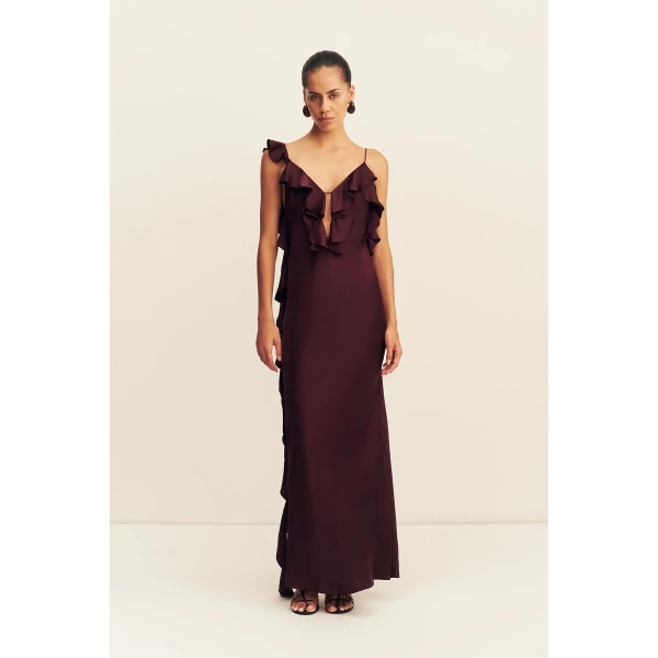 Shona Joy Agnes Ruffle Slip Bias Maxi Dress, view 2