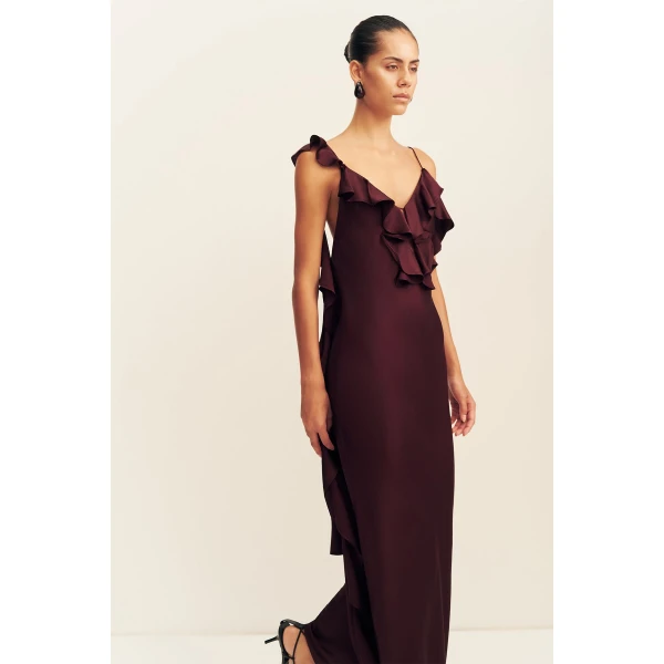 Shona Joy Agnes Ruffle Slip Bias Maxi Dress, view 4