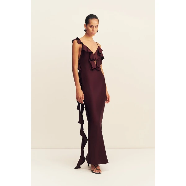Shona Joy Agnes Ruffle Slip Bias Maxi Dress, view 5