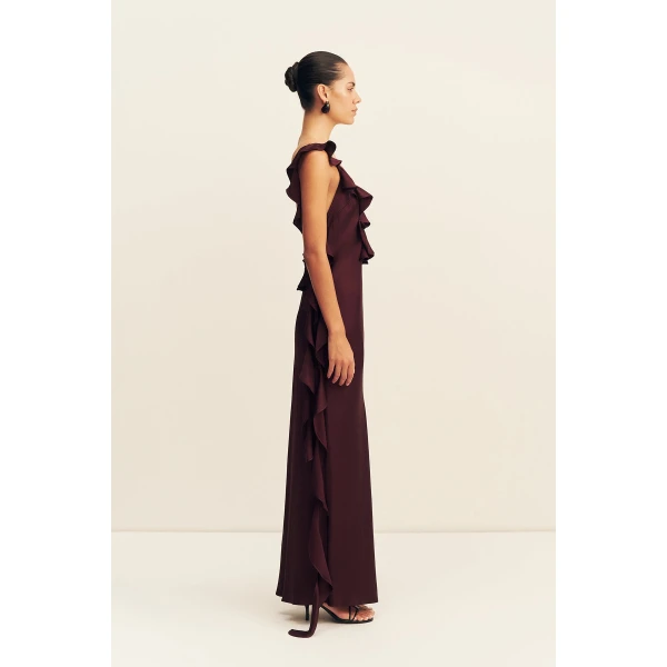 Shona Joy Agnes Ruffle Slip Bias Maxi Dress, view 6