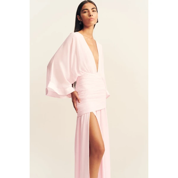 Shona Joy Amina Flared Sleeve Plunged Maxi Dress, view 3