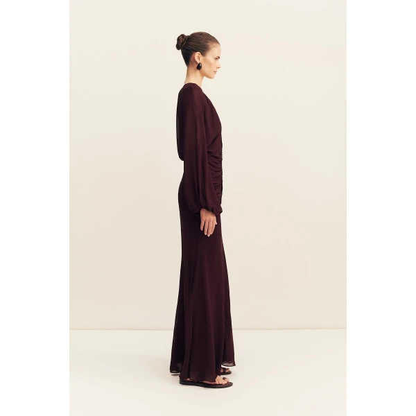 Shona Joy Amina Gathered Low Plunged Maxi Dress, view 6
