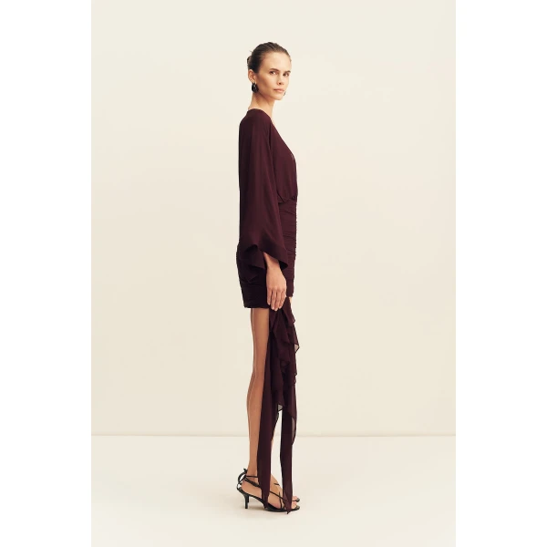 Shona Joy Amina Long Sleeve Plunged Mini Dress, view 5
