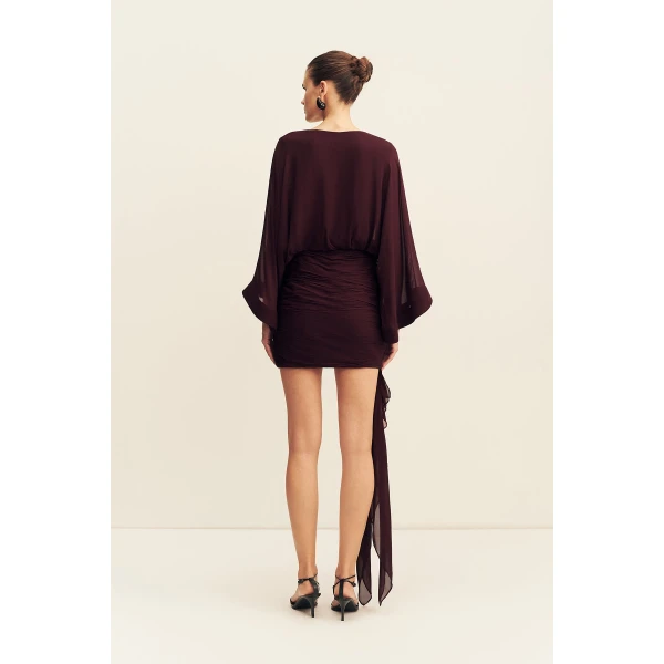 Shona Joy Amina Long Sleeve Plunged Mini Dress, view 6