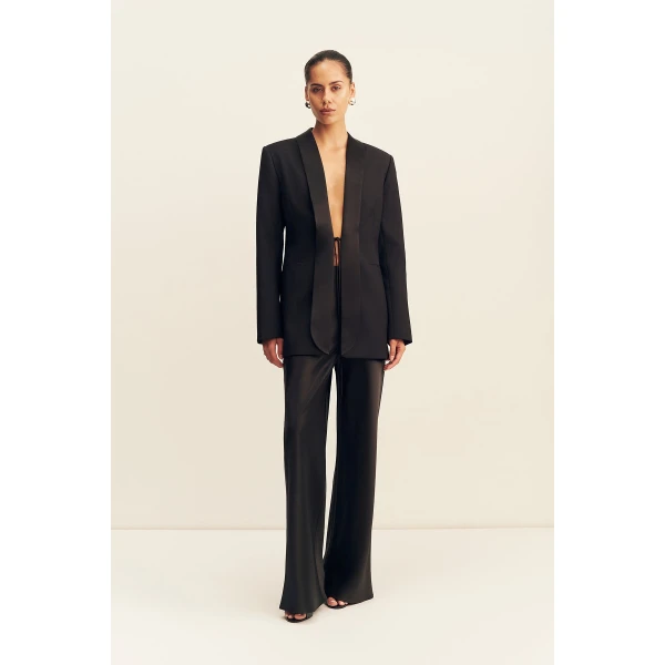 Shona Joy Benji Satin Contrast Tuxedo Blazer, view 2