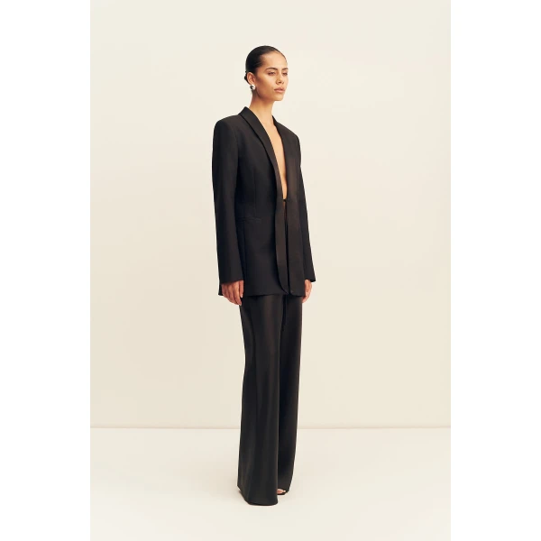 Shona Joy Benji Satin Contrast Tuxedo Blazer, view 5