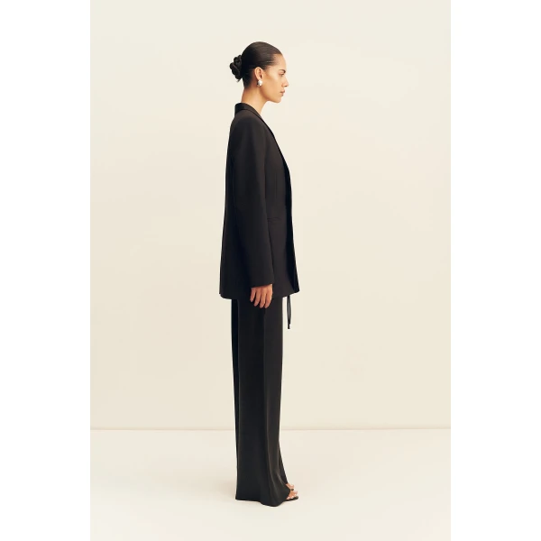 Shona Joy Benji Satin Contrast Tuxedo Blazer, view 6