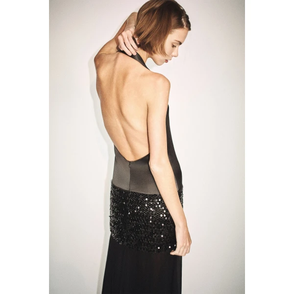 Shona Joy Bianca Halter Plunged Maxi Dress, view 3