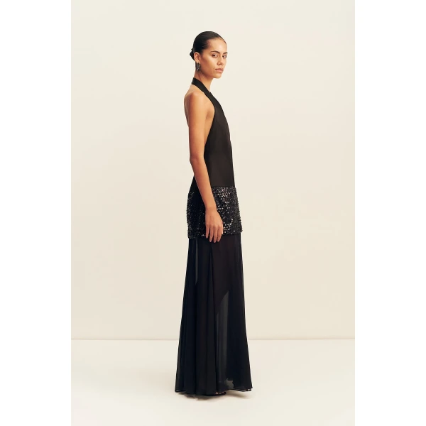 Shona Joy Bianca Halter Plunged Maxi Dress, view 6