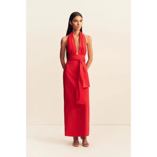 Shona Joy Campbell Halter Plunged Maxi Dress, view 2