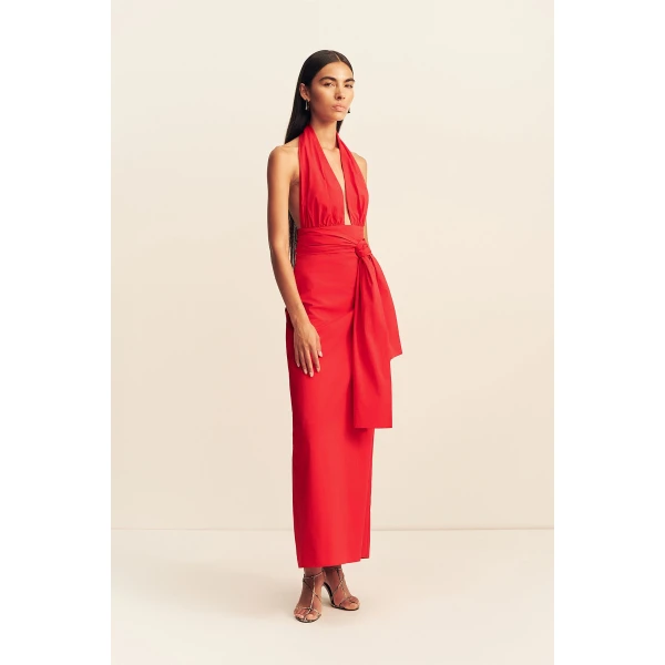 Shona Joy Campbell Halter Plunged Maxi Dress, view 4