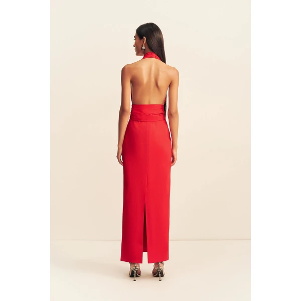 Shona Joy Campbell Halter Plunged Maxi Dress, view 6