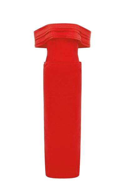 Shona Joy Campbell Off Shoulder Fitted Maxi Dress