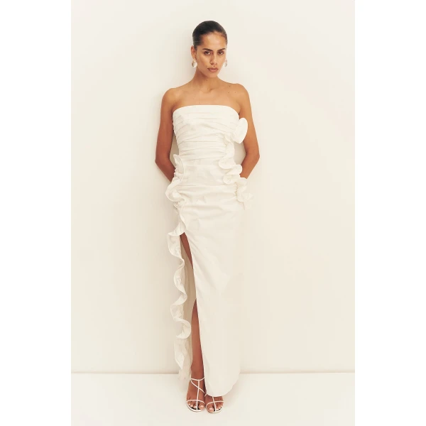Shona Joy Campbell Ruffle Side Split Maxi Dress, view 3