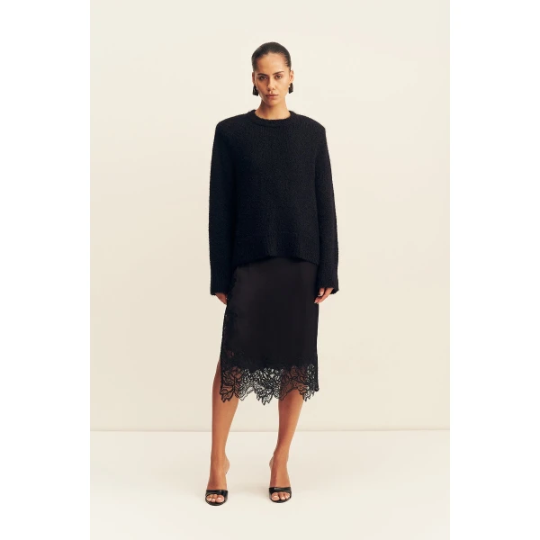 Shona Joy Eniko Lace Split Midi Skirt, view 3