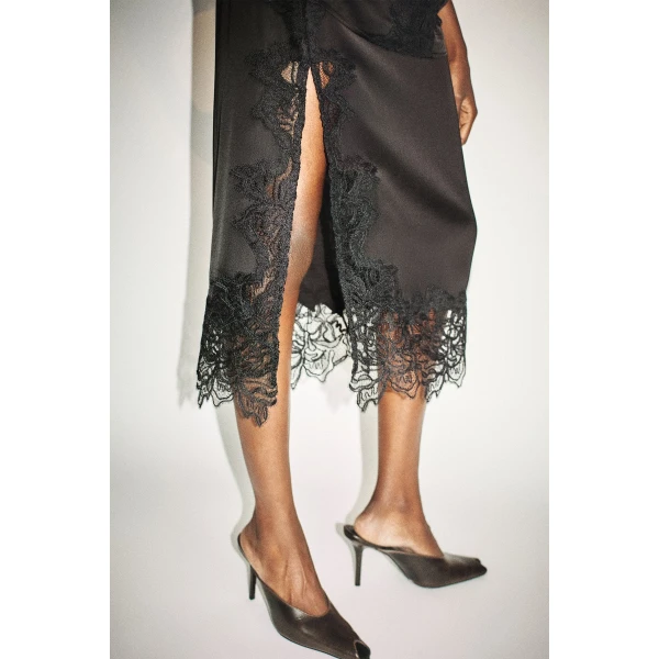 Shona Joy Eniko Lace Split Midi Skirt, view 4