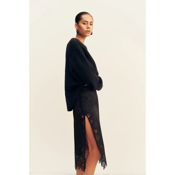 Shona Joy Eniko Lace Split Midi Skirt, view 5