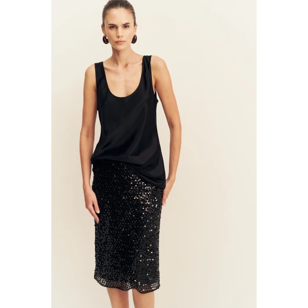 Shona Joy Everly Sequin Midi Skirt with Detachable Lining, view 4