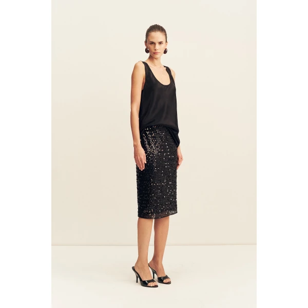 Shona Joy Everly Sequin Midi Skirt with Detachable Lining, view 5