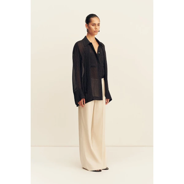 Shona Joy Irving Polka Dot Sheer Shirt, view 4