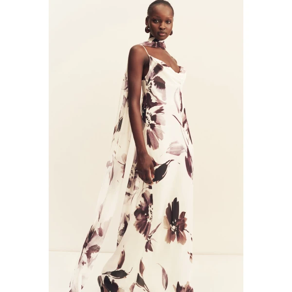 Shona Joy Marpessa Bias Maxi Dress with Scarf, view 3