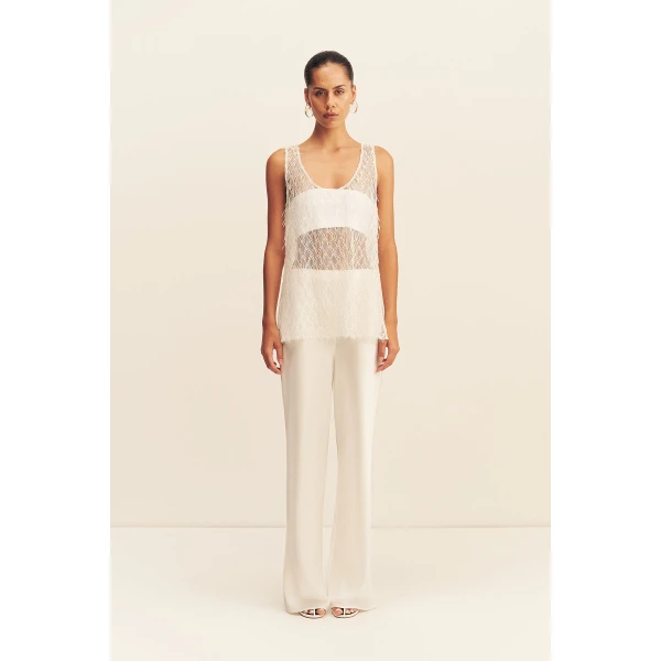 Shona Joy Talitha Sheer Fringe Scoop Neck Top, view 2
